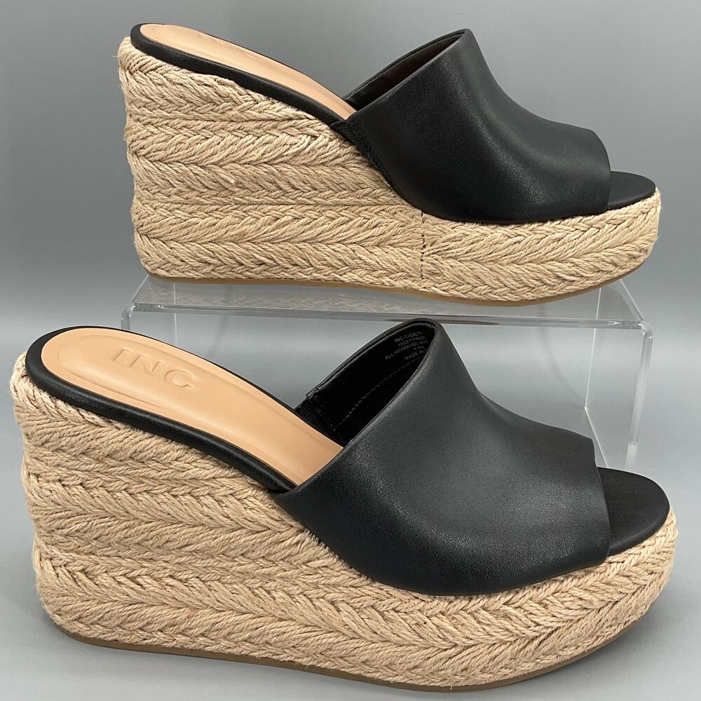 NEW I.N.C. Women’s Cicily Espadrille Wedge Sandals Black Size 9.5M